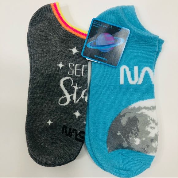 2 Pair NASA Footie Socks Sz. 4-10 NEW - Picture 1 of 8